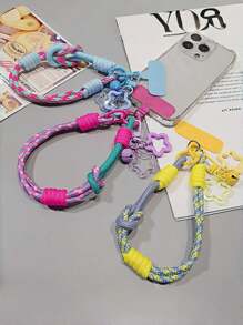 2-In-1 Dual Color Phone Lanyard Wrist Strap, Star Pendant, Unisex Outdoor Hiking Portable Phone Cord