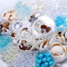 8-28mm 壓克力藍色與白色珠子 DIY 海洋珠子套組，完美珠寶製作套件，適合女性度假愛好者的理想禮物 - 13格海洋珠梅花盤 - 查看 6