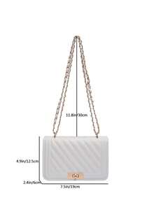 Túi đeo chéo vuông mini thời trang mới bằng da PU màu trơn - trắng - Xem 5
