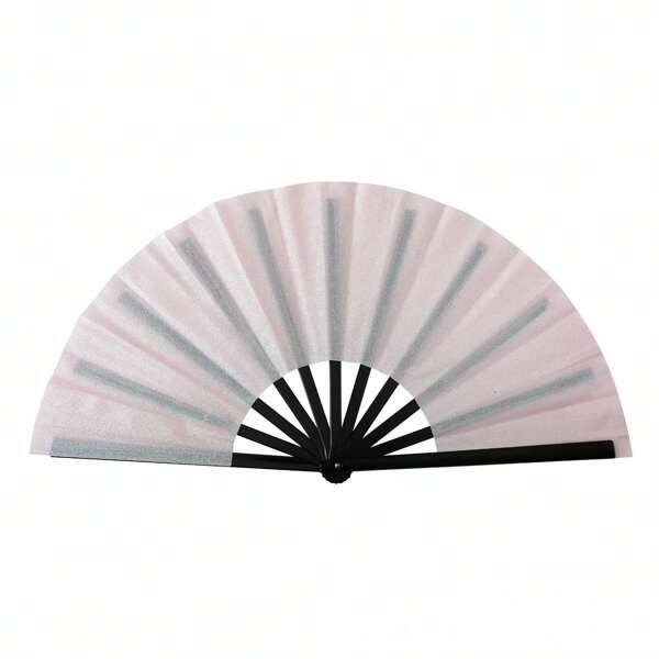 1 stuk 33 cm grote plastic waaier, glitterpoeder plastic handvat, effen gekleurde waaier