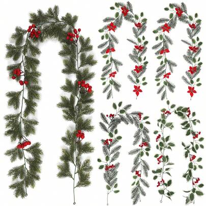 1pc Christmas Decoration Ornaments - Realistic Simulated Vine With Red Fruit, Perfect For Home Decor And Room Decor