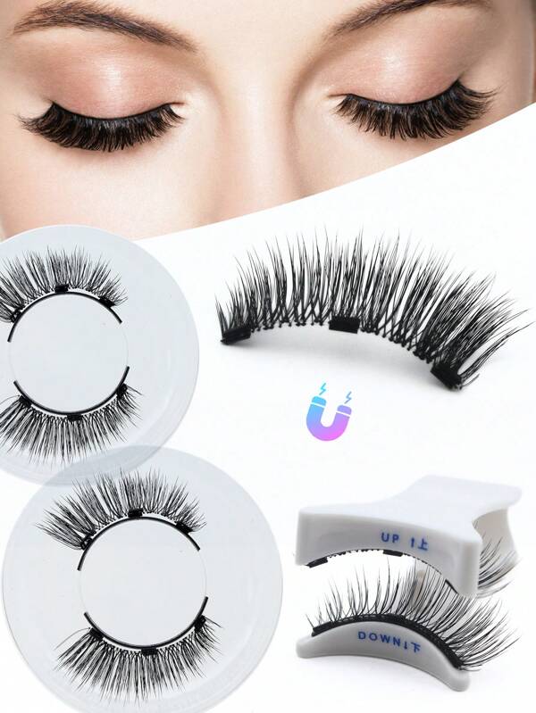 2 Pairs Magnetic Eyelashes With Applicator Reusable Magnetic Lashes No Glue Needed Magnetic Eyelashes Cat Eye Natural Look Magnetic Eyelashes Magnetic Lashes