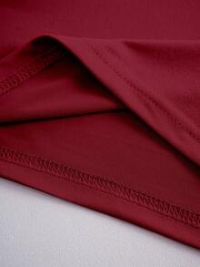 Customized Women's T-Shirts - Add Your Text And Photos (Landscape/Badge/Couple Photo/Family Photo/Selfie/Pet, Etc.), Front And Back Printing Customization, Design Your Own Personalized Printed T-Shirt As A Gift For Your Girlfriend, Couple Date Shirt, Etc - Burgundy - View 5