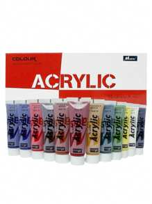 MADISI 18 件 X 15 毫升丙烯粉彩颜料套装，12 件 X 15 毫升丙烯颜料套装，覆盖性好，缎面处理，适用于大多数艺术和工艺表面，适用于学校用品，返校