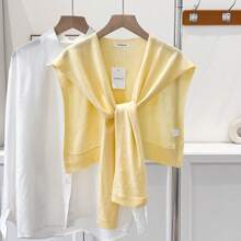 1pc Women's Solid Color Shawl Cardigan, Lightweight Spring/Autumn Shirt Collar Accessory, Suitable For Layering With Sweaters, Shirts, Scarves For Students And Office Wear