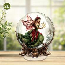 2D Flat - A 2D Rotating Acrylic Decor Depicting A Christmas Fairy, Suitable For Holiday Home Decor And Stress Relief, Christmas Gift, Christmas Decoration, Desktop Decor, Christmas, Halloween Gift, Room Decor, Bathroom Decor, Home Decor, Bedroom Decor, Room Decor Supplies, Kitchen Decor, Decorations, Home Decoration, Living Room Decor, Household, Office Decor, Outdoor Decor, Room Decoration, Party Supplies, Living Room Home Decor