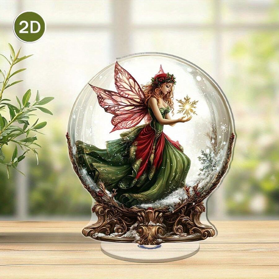 2D Flat - A 2D Rotating Acrylic Decor Depicting A Christmas Fairy, Suitable For Holiday Home Decor And Stress Relief, Christmas Gift, Christmas Decoration, Desktop Decor, Christmas, Halloween Gift, Room Decor, Bathroom Decor, Home Decor, Bedroom Decor, Room Decor Supplies, Kitchen Decor, Decorations, Home Decoration, Living Room Decor, Household, Office Decor, Outdoor Decor, Room Decoration, Party Supplies, Living Room Home Decor