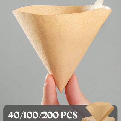 shoxil 40/100/200 片咖啡滤纸、咖啡滤纸、咖啡纸滤纸、一次性咖啡茶滤纸，适用于手冲咖啡和滴滤咖啡机