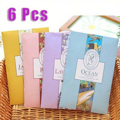 6 Pieces Hanging Portable Aromatherapy Bags (Jasmine, Ocean, Lavender, Lemon, Lily, Rose) For Indoor Use, Closet And Car, Aroma Air Freshener Bags, Closet Freshener With Various Floral Scents