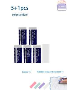 Borracha grande para lápis, 4/5/6 peças, forte poder de limpeza, conveniente, simples e durável, apontador de lápis em formato de pétala, borracha de empurrar e puxar, lápis, borracha branca grande adequada para uso escolar e de escritório, materiais de arte para pintura, borracha para lápis, borracha branca, adequada para estudantes, material escolar, prêmios e presentes de escritório, acessórios de escritório, cores aleatórias - Branco - Ver 5