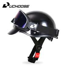 1 件复古夏季半盔，带护目镜，轻便