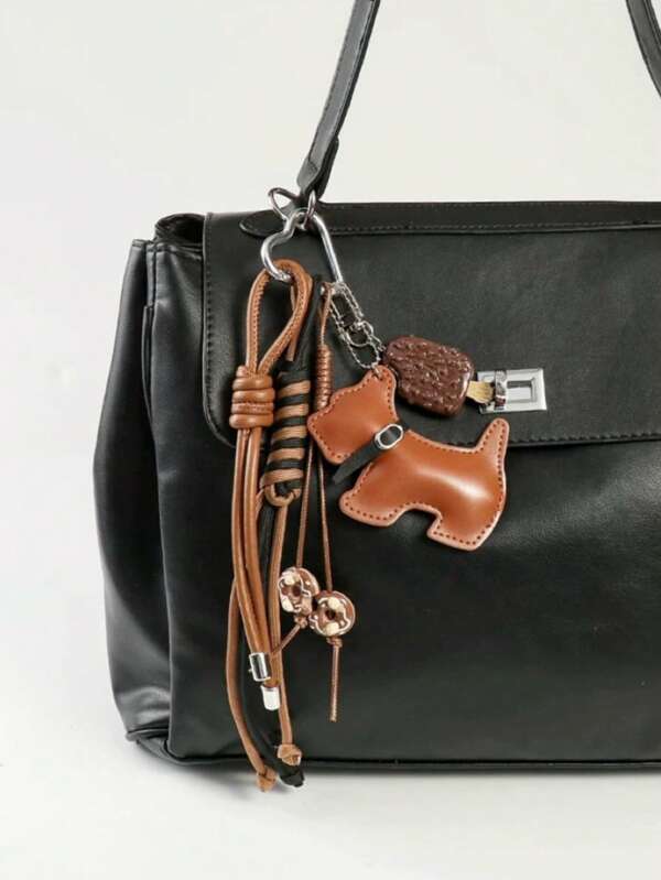 1pc French Bulldog Accessory With An Ice Cream Donut Braided Keychain – Unisex Detachable. Ideal For Decorating Backpacks Crossbody Bags And Women's Handbags Backpack Decor Keychain For Bag