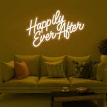 可调光 LED 霓虹灯“幸福永恒”霓虹灯 - USB 供电，适用于卧室装饰、婚礼装饰、生日装饰、酒吧和商店多功能照明 - 暖白光 - 查看 1