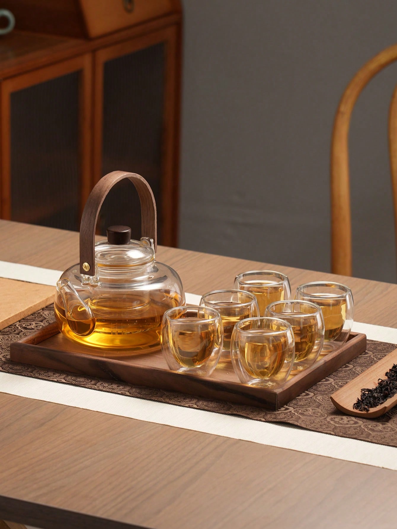 مجموعة إبريق شاي من الزجاج المقاوم للحرارة العالية...