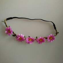 1 pieza Diadema con girasol, Corona de flores de margarita, Tocado de playa de resort, Diadema de sombrero de playa de lugar escénico, Coronas, Tiara, Corona de disfraz, Corona de flores, Círculo para el cabello, Enredadera para el cabello, Accesorios de rave
