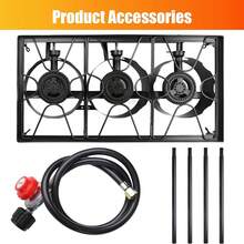 Outdoor Stove 3 Burners High Pressure Propane Gas Camp Stove With Detachable Legs, Perfect For Camping Patio, 225,000-BTU - 黑色 - 查看 8