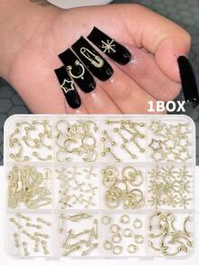 1 Packung Punk Metall Nieten & Ketten Nageldekor Set - Gothic DIY Nagelkunst Accessoires Nagelbedarf Nägel Nagelanhänger Nagelsteine
