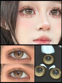 Lalens Lentes de contacto de color verde marrón Lalens Norko con desecho semestral, lentes de contacto de color para ojos marrones oscuros, lentes de contacto de color azul natural para ojos marrones claros, lentes de contacto de color azul Norko para uso semestral