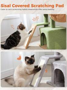 PAWZ Road Cat Tree For Indoor Cats, 31.5'' Small Flower Cat Tower Condo With Sisal Scratching Ramp, Cozy Hammock And Removable Flower Cat Bed Perch For Kittens - Green - View 5