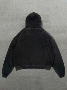 Men's Casual Portrait Print Lounge Pullover Hoodie - 黑色 - 查看 2