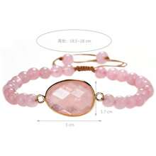 Pulsera de piedra natural - Diseño vintage hecho a mano con cordón trenzado ajustable, elegante y exquisita joyería de cuentas