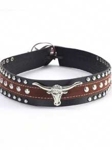 1pc Unisex Retro Western Cowboy Hat With Bull Trim For Everyday Casual Wear, Western Cowboy Parties.