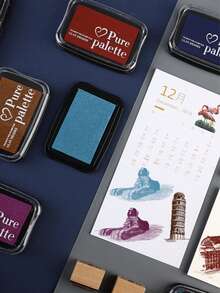 1 miếng mực in dấu màu cổ điển - Công thức không axit cho giấy/gỗ/vải | Mực pigment đậm đặc với nét in sắc nét, vật dụng thiết yếu cho thủ công làm dấu cao su và sổ lưu niệm - Nhiều màu - Xem 4