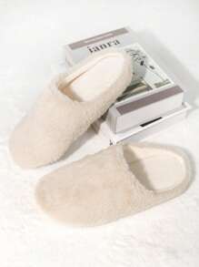 Women's Fashion Fluffy Plush Slip-On Slippers, Indoor Quiet Slippers, Warm And Comfortable Home Slippers For Autumn/Winter,Furry Shoes