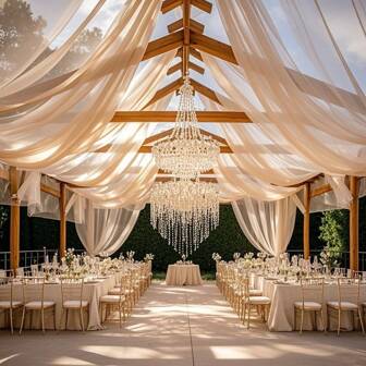 1pc Elegant Champagne Color Sheer Curtain, Suitable For Indoor/Outdoor Party Decor, Wedding Ceremony Backdrop