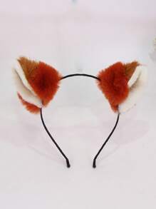 1pc Women's Plush Faux Fur Fox Ear Headband, Holiday Party Costume Cosplay Hair Accessory Halloween