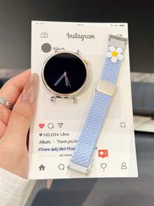 Daisy Magnetic Buckle Woven Nylon Loop Strap, Suitable For Galaxy Watch 7/6/5/4 Strap 40 Mm 44mm 47mm 46mm 41mm,Galaxy Watch 5 Pro 45mm,Galaxy Active 2,Galaxy The Watch 3,18/20/22mm, Compatible With HW Watch 5/4/3/2/1 And GT5/4/3/2, As Well As HW Watch Fit3/Fit4 And HW Band 8/9/10NFC - Blue - View 6
