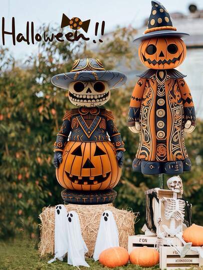 1 件万圣节地面桩标志，南瓜鬼装饰 KT 板立牌，万圣节装饰道具