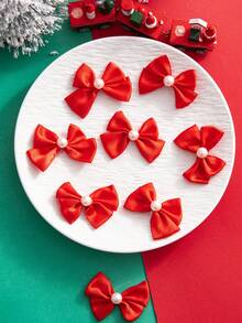 10/20/30 piezas Mini Lazos Navideños, Pequeños Lazos Rojos y Verdes Hechos a Mano para Decoraciones de Árbol de Navidad, Manualidades DIY, Suministros para Decoración de Navidad, Acción de Gracias, Boda y Fiesta