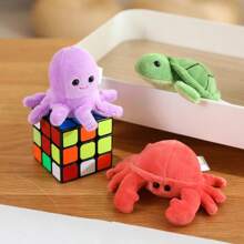 1 件趣味海洋系列动物手指木偶毛绒玩偶，迷你鲨鱼、虎鲸、海龟、螃蟹、章鱼、小丑鱼手指木偶，亲子互动玩偶，儿童生日礼物