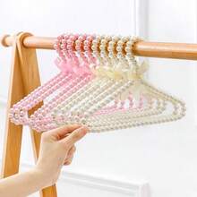 1/2/5/10 piezas Percha de ropa con lazo de perlas, Percha de ropa de plástico de 40cm, Perchas para vestidos, pantalones y abrigos con perlas para ropa de adultos, Pinzas de princesa para percha de vestido de novia