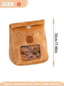 19厘米/7.48英寸可爱水豚包毛绒玩具包，内含4只可爱水豚毛绒动物，内含一袋面包水豚零食包，毛绒仿真水豚玩具，适合儿童圣诞节生日派对礼物房间装饰 - 棕色 - 查看 6