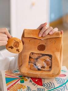 19厘米/7.48英寸可爱水豚包毛绒玩具包，内含4只可爱水豚毛绒动物，内含一袋面包水豚零食包，毛绒仿真水豚玩具，适合儿童圣诞节生日派对礼物房间装饰 - 棕色 - 查看 11