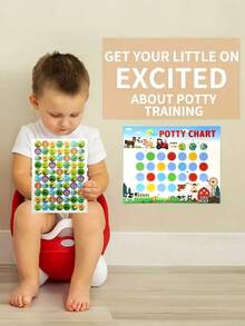 婴儿如厕训练表带贴纸 - 有趣的美人鱼、汽车和农场设计，适合男孩和女孩 - 彩色儿童激励工具，如厕训练座椅