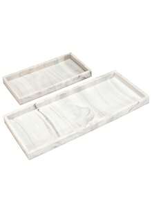 硅胶台面和梳妆台托盘 - 防碎硅胶厨房和浴室托盘、水槽皂液器托盘、香水和钥匙托盘、浴室梳妆台托盘 - 黑與白 - 查看 2