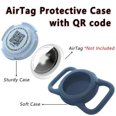 AirTag 保护壳，带二维码的 AirTag 保护套，可扫描输入宠物信息和电话号码，防止宠物走失，需搭配项圈或牵引绳使用，路人可扫描二维码联系主人，猫狗防走失
