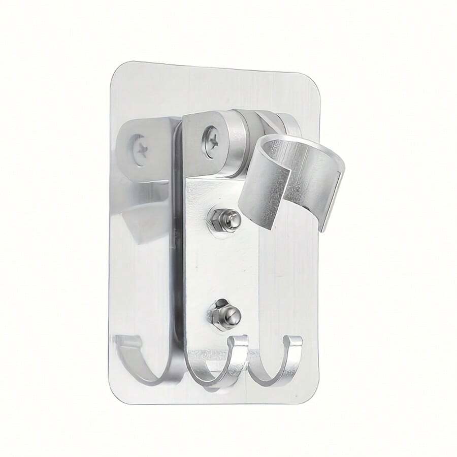 Heavy Duty Adjustable Shower Head Holder, Waterproof, No Drill Adhesive Installation, Reinforced Shower Bracket, Easy To Install, Bathroom Accessory - Silver - View 1