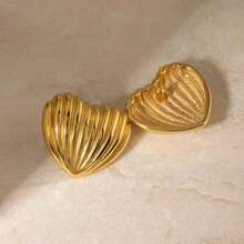 Geometric Heart Earring 18K Gold Plated With Italian Varnish – 316L Stainless Steel - 金色 - 查看 4