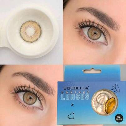 1 Par De Lentes De Contacto Suaves Y De Colores Apariencia De Ojos Grandes Diámetro De 14.5mm 1 Año CON ESTUCHE INCLUIDO Halloween maquillaje accesorios para disfraz cosplay efectos especiales para fiestas