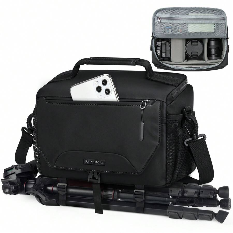 NEWHEY Everyday Photographer's Sling Bag: Waterproof Compact Crossbody Case For DSLR & Mirrorless Cameras, Features Tripod Holder & Rain Cover For Full Protection On-The-Go - màu đen - Xem 1