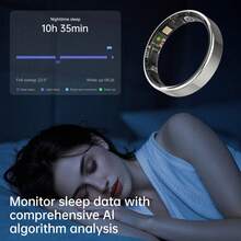 SIMSONLAB IP68级防水智能戒指，极简设计，运动模式，计步器，玫瑰金，手机控制，男女通用，礼品，窄带 - 黑色 - 查看 3