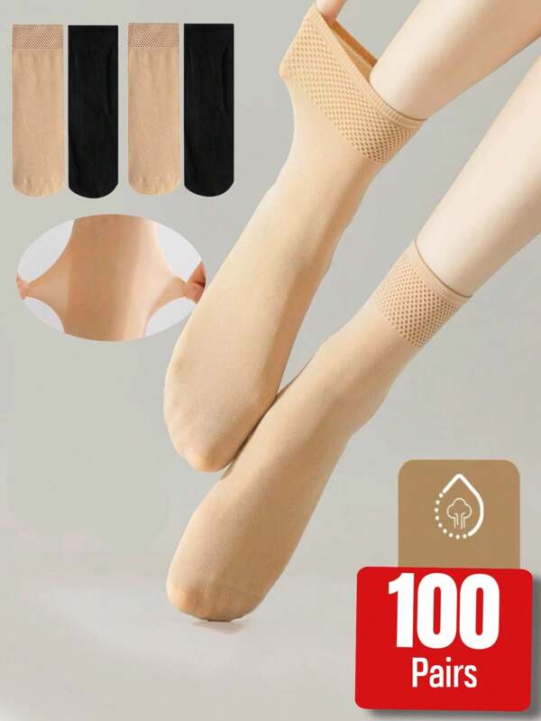 10 piezas Pantimedias sueltas con Top Elastic de cristal, talla extra grande, medias de algodón para mujer con punta sin costuras Confort invisible y suela antideslizante, ¡70% de descuento apenas se siente!