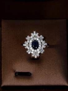 1 Set Elegant & Luxurious Jewelry Set, Cubic Zirconia Blue Gemstone Decor, Suitable For Women To Wear To Parties