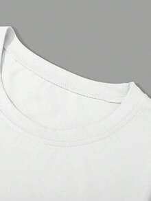 Camiseta de verano para hombre, de cuello redondo, de manga corta, con estampado de letra, casual y versátil - Caqui - Ver 10