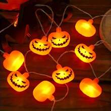 1 PIEZA Luz de cadena de 10/20 LED de una sola capa con forma de calabaza, luz de hadas con batería para crear una atmósfera espeluznante, adecuada para el hogar, dormitorio, interior y exterior, tienda, oficina, puerta, bar, club, decoración de fiesta de Halloween, decoración del hogar, decoración de fiesta, decoración de Halloween, decoración de habitación, decoración de jardín de Halloween como regalo