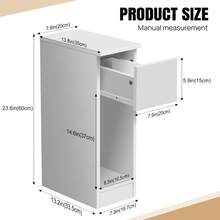 AutoFu Narrow Side Table, Bedside Table With Drawer Storage Shelves Magazine Rack End Table, Corner Narrow Table End Table Slim Side Table For Living Room,Bedroom,20 X 34 X 60 Cm, White - White - View 3